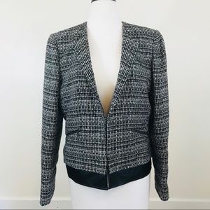 Tahari tweed blazer jacket black gold white ASL 10